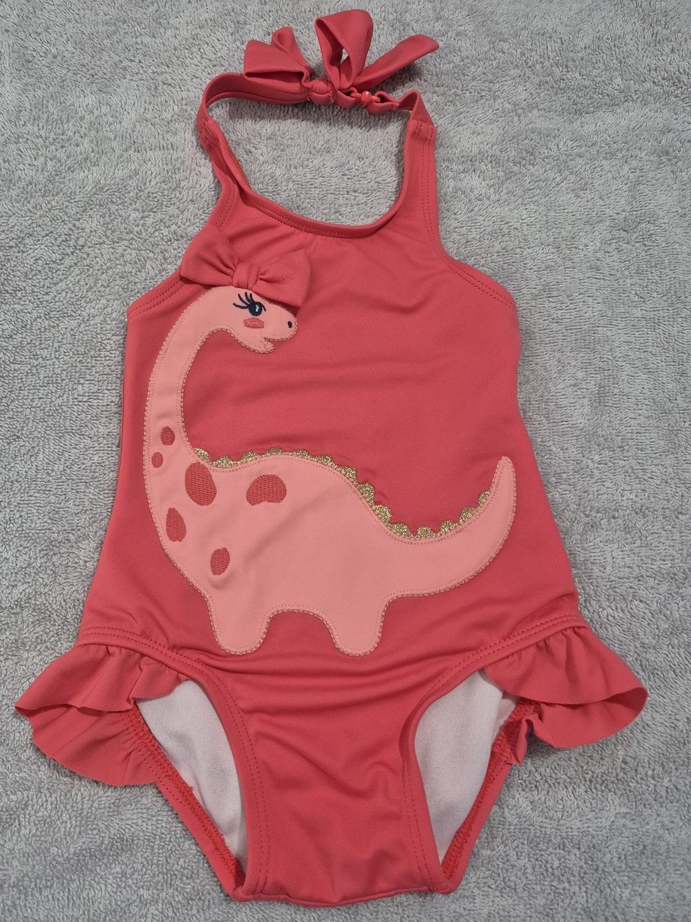 Gymboree Coral Pink Dinosaur One-Piece Swimsuit